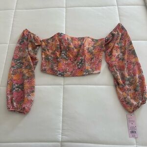 Wild Fable Multicolor Floral Off-Shoulder Crop Top